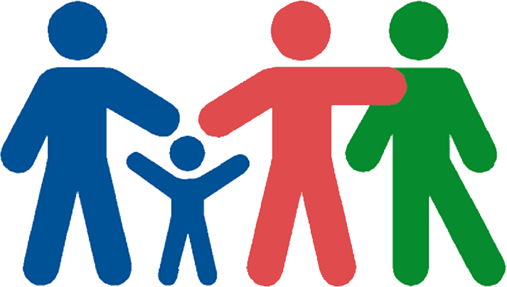 Familien- und Seniorenbüro Logo - 4 verschiedenfarbig gezeichnete Menschen
